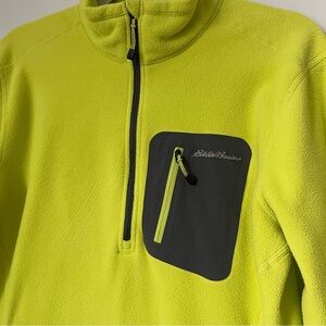 Eddie Bauer First Ascent Mens Yellow 1/4 Zip Pullover Fleece Medium Polartec